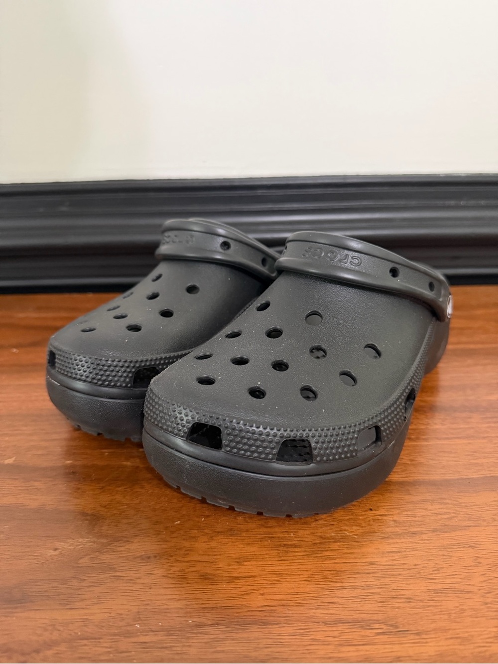 Black platform crocs